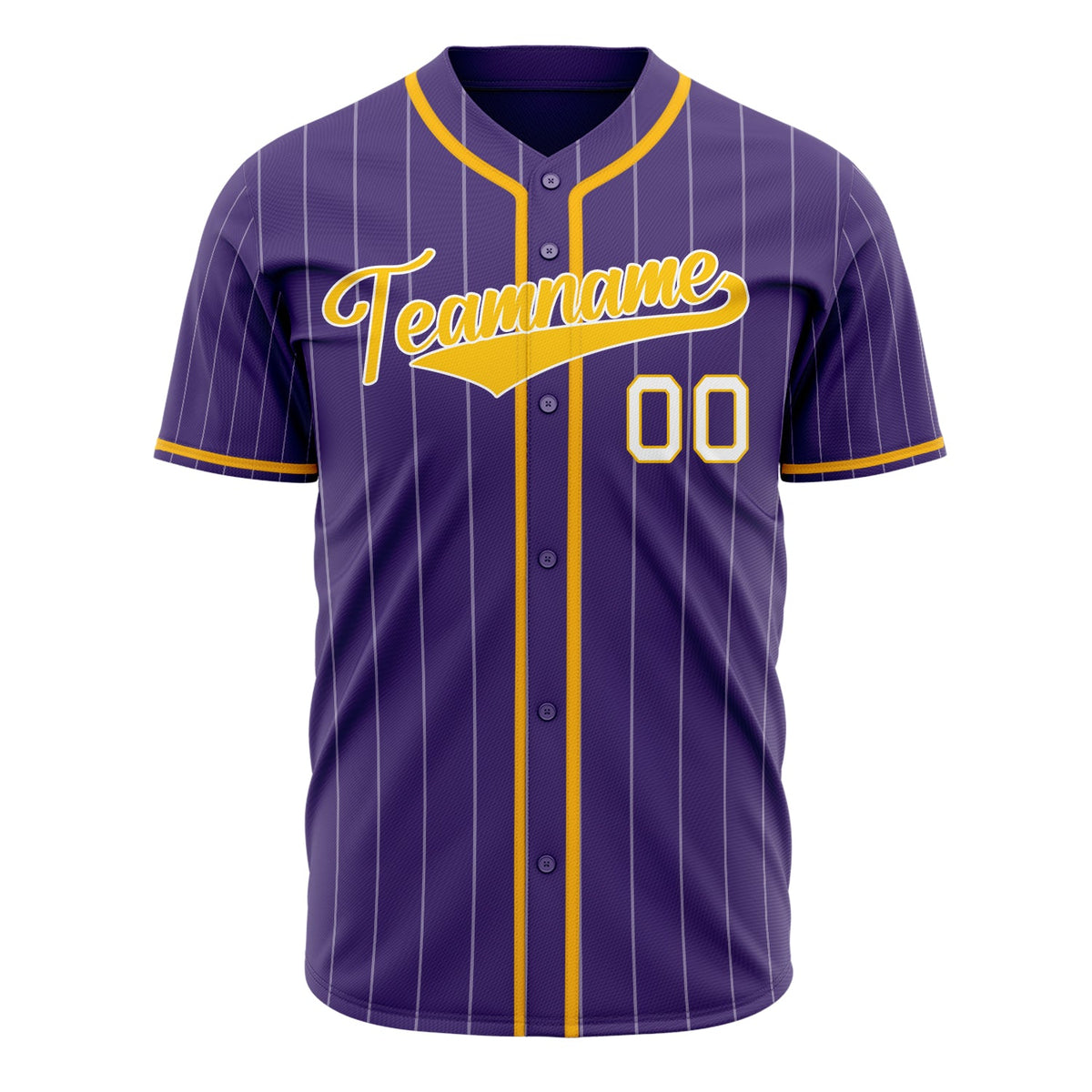 Custom Purple Baseball Jersey (With Gold White Pinstripe)