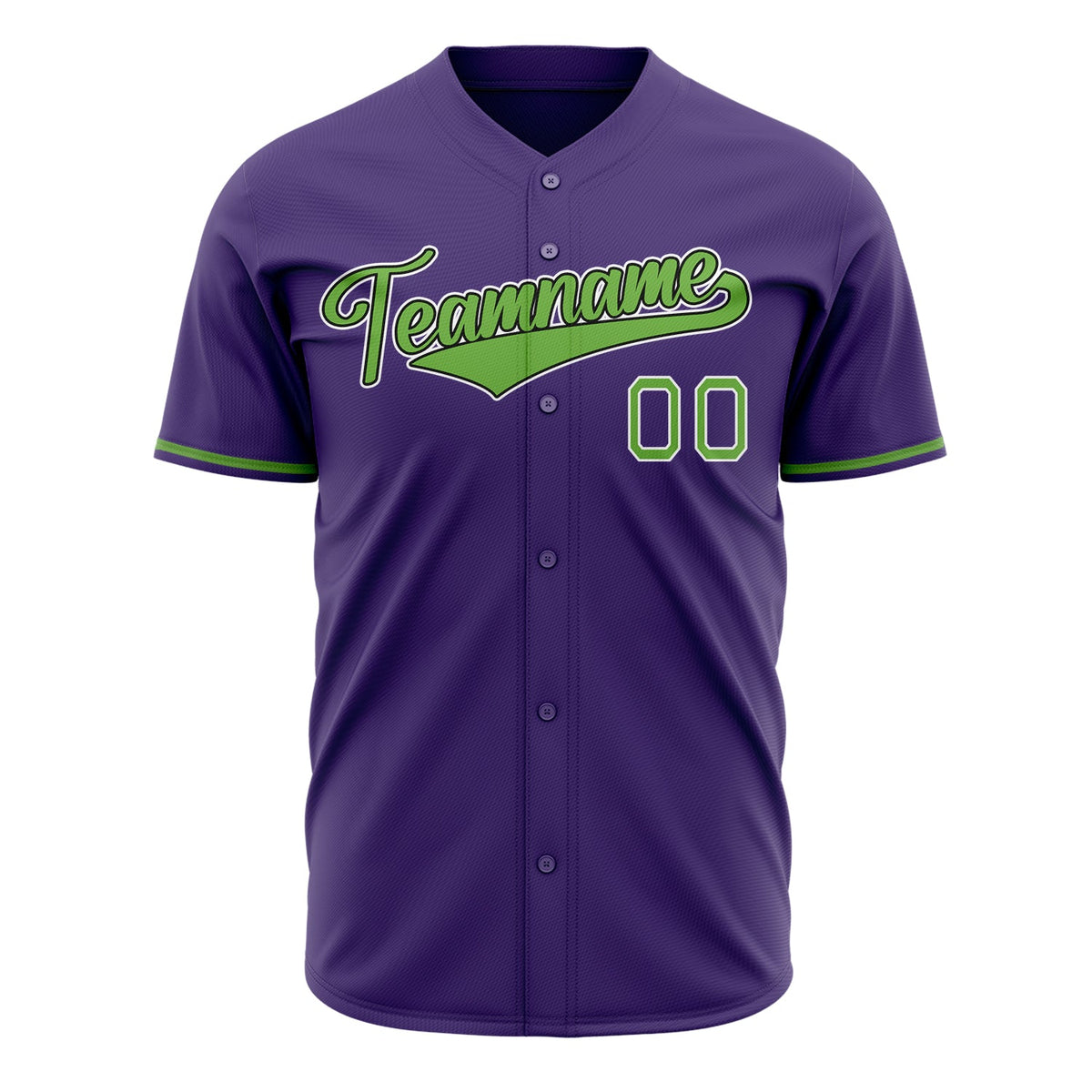 Custom Purple Baseball Jersey (With Neon Green Color)