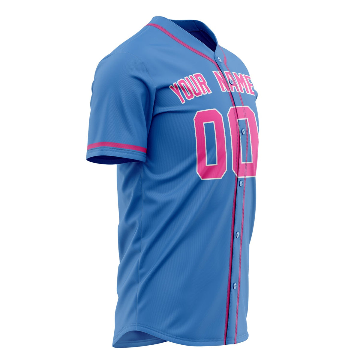 Custom Electric Blue Baseball Jersey (With Pink Color)