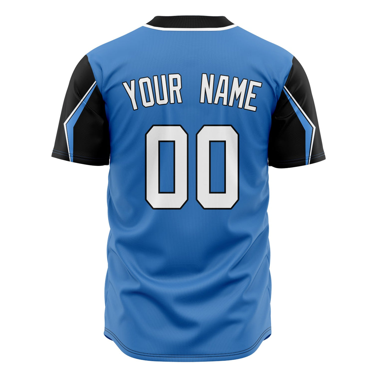 Custom Electric Blue Baseball Jersey (With White 3 Colors Arm Shapes)