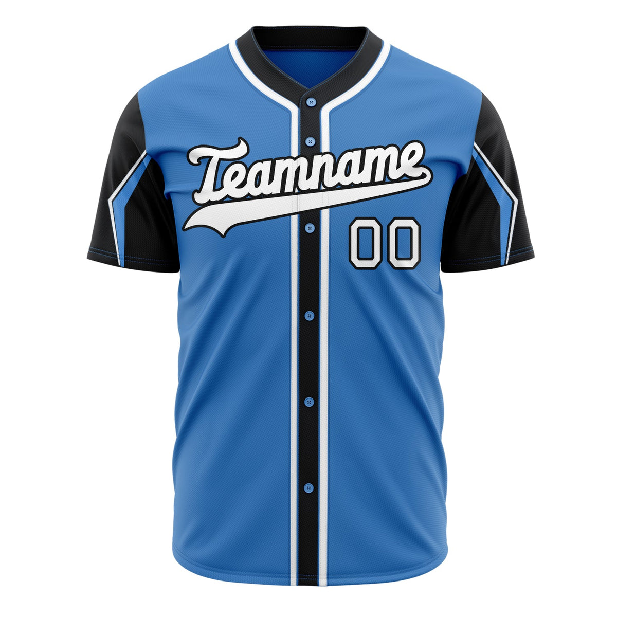 Custom Electric Blue Baseball Jersey (With White 3 Colors Arm Shapes)