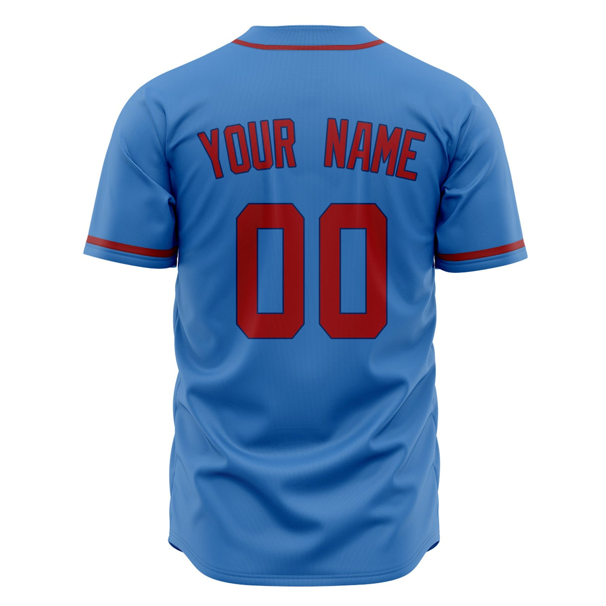 Custom Electric Blue Baseball Jersey (With Red Color)