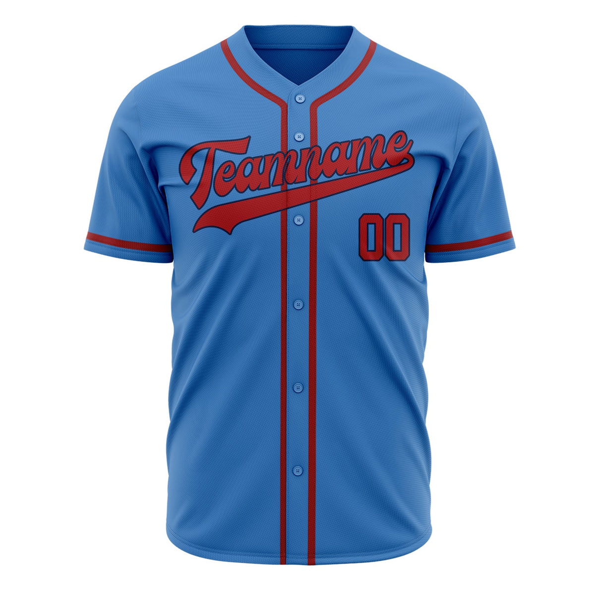 Custom Electric Blue Baseball Jersey (With Red Color)