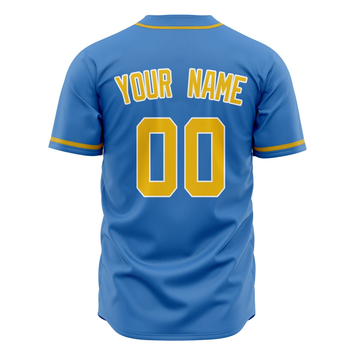 Custom Electric Blue Baseball Jersey (With Old Gold Color)