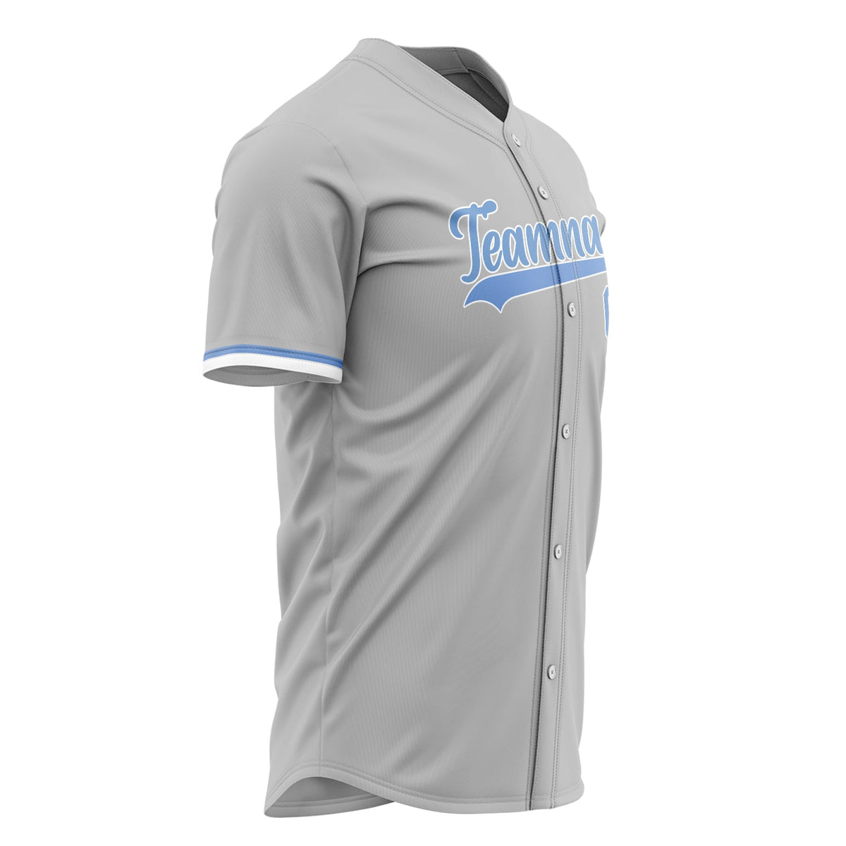 Custom Gray Baseball Jersey (With Light Blue Color)