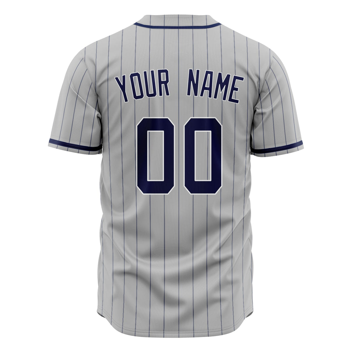 Custom Gray Baseball Jersey (With Navy Navy Pinstripe)