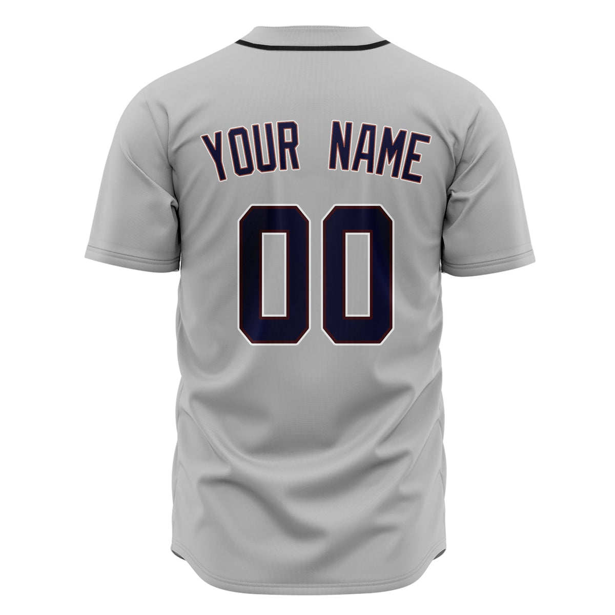 Custom Gray Baseball Jersey (With Navy Color)