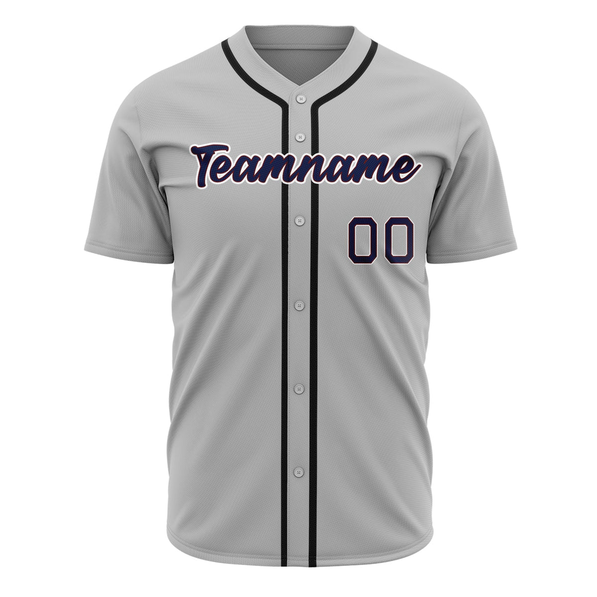 Custom Gray Baseball Jersey (With Navy Color)