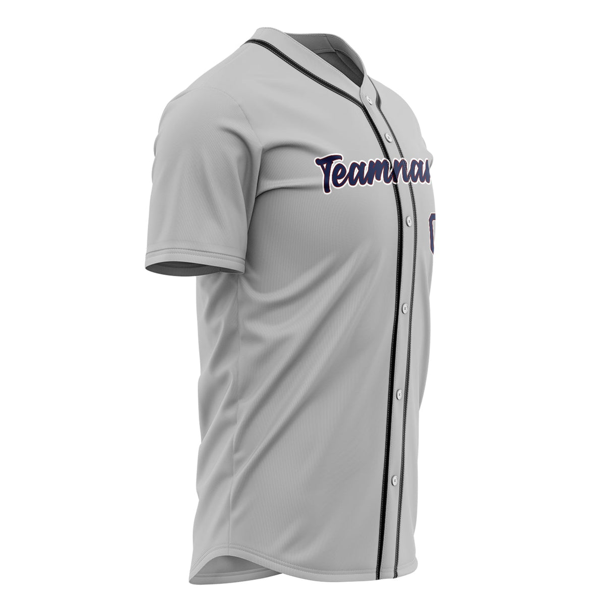 Custom Gray Baseball Jersey (With Navy Color)