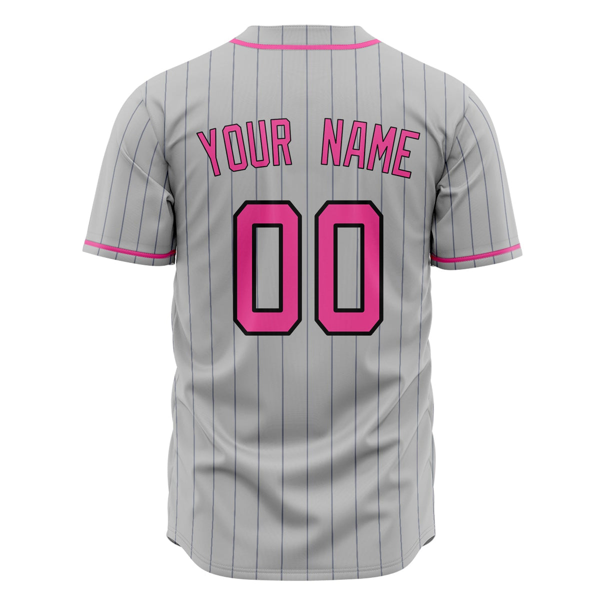 Custom Gray Baseball Jersey (With Pink Steel Gray Pinstripe)