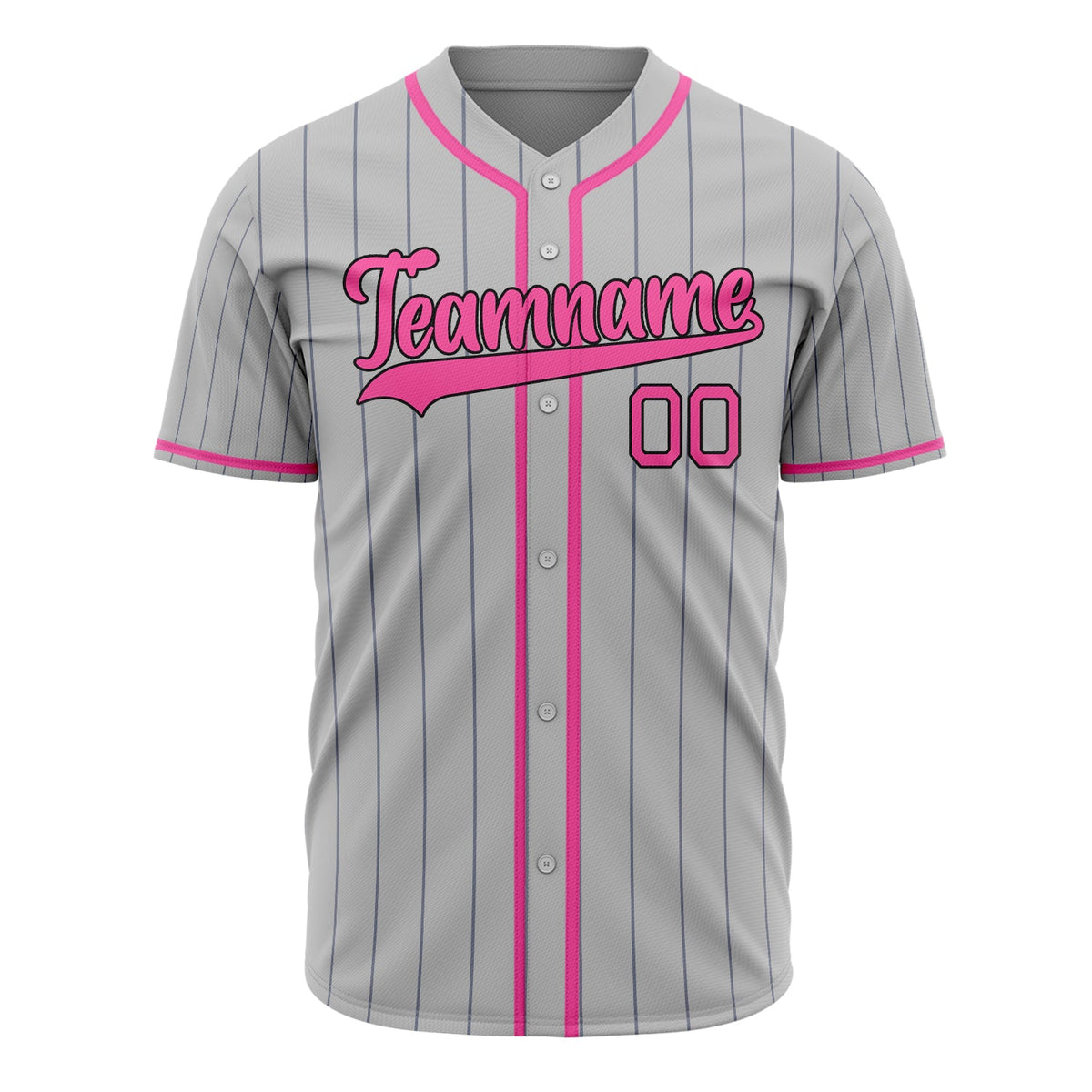 Custom Gray Baseball Jersey (With Pink Steel Gray Pinstripe)