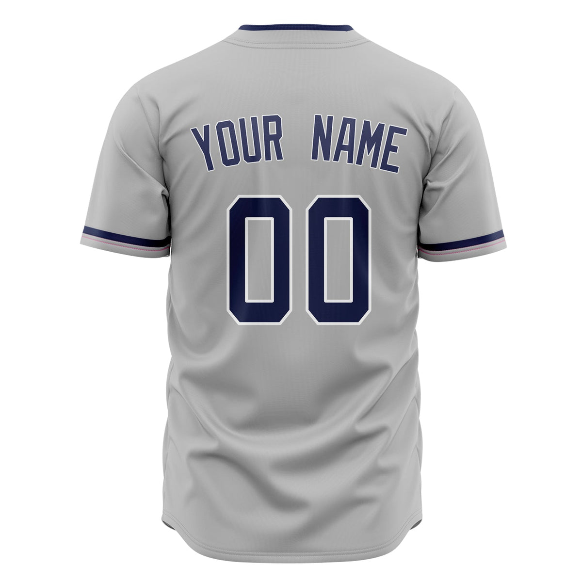 Custom Gray Baseball Jersey (With Navy Color)