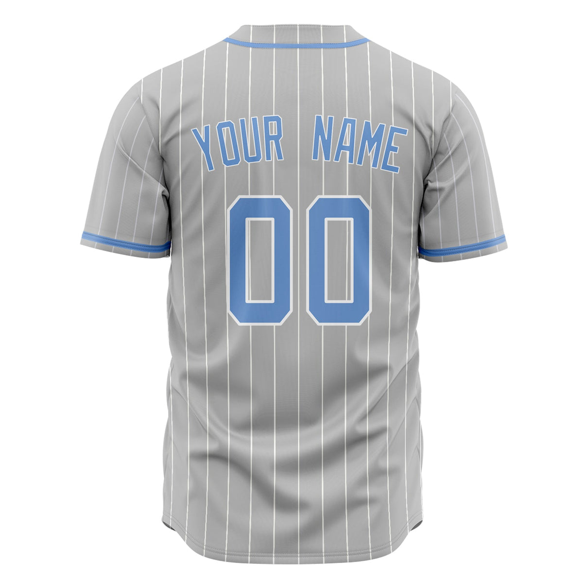 Custom Gray Baseball Jersey (With Light Blue White Pinstripe)