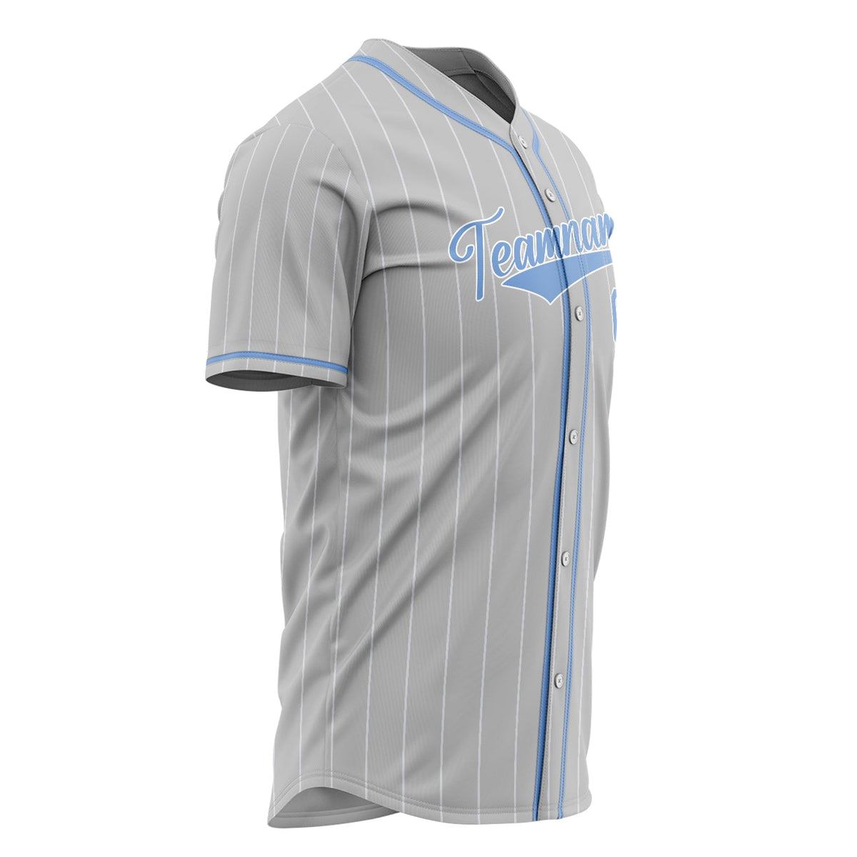 Custom Gray Baseball Jersey (With Light Blue White Pinstripe)