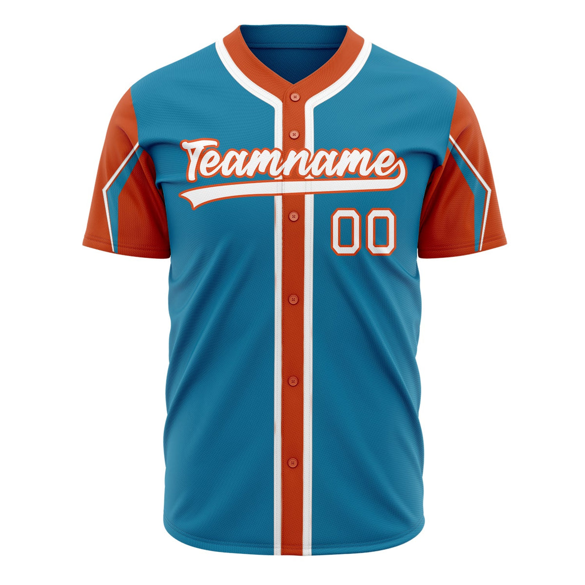 Custom Panther Blue Baseball Jersey (With Orange 3 Colors Arm Shapes)