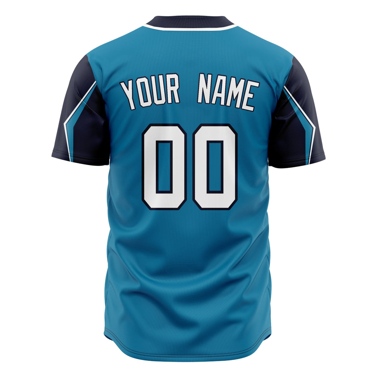 Custom Panther Blue Baseball Jersey (With Navy 3 Colors Arm Shapes)