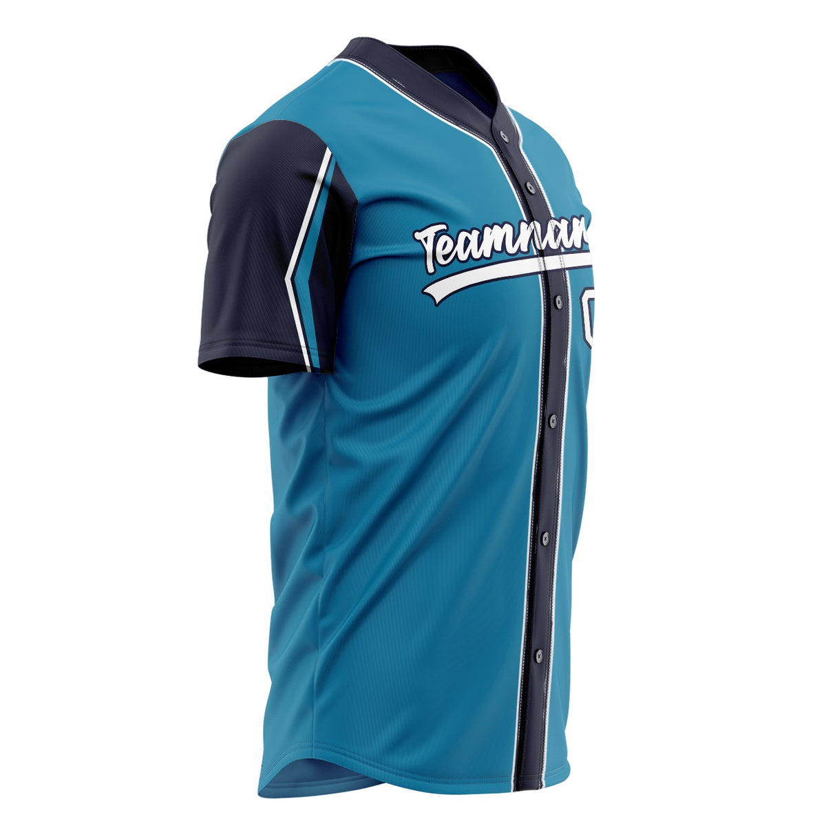 Custom Panther Blue Baseball Jersey (With Navy 3 Colors Arm Shapes)