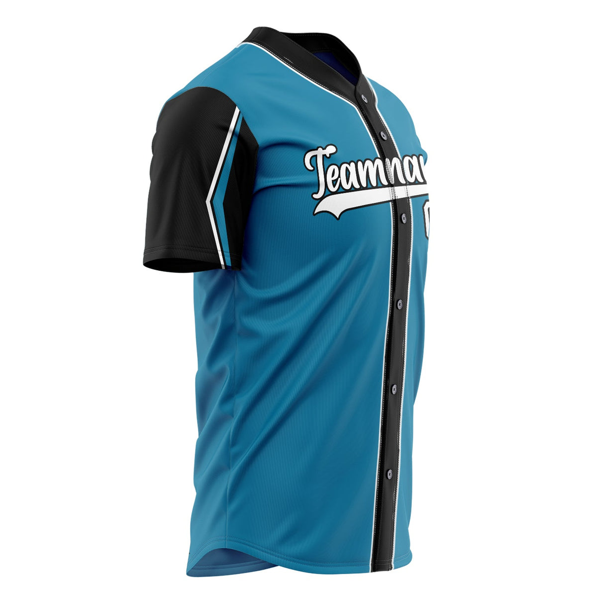 Custom Panther Blue Baseball Jersey (With Black 3 Colors Arm Shapes)