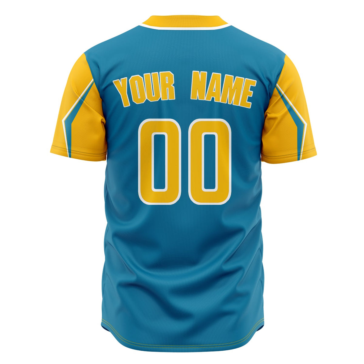 Custom Panther Blue Baseball Jersey (With Gold 3 Colors Arm Shapes)