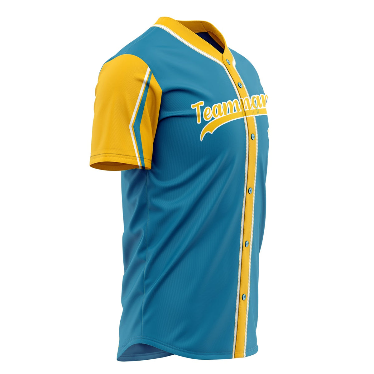 Custom Panther Blue Baseball Jersey (With Gold 3 Colors Arm Shapes)