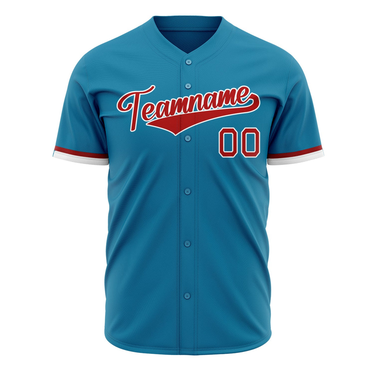 Custom Panther Blue Baseball Jersey (With Red Color)