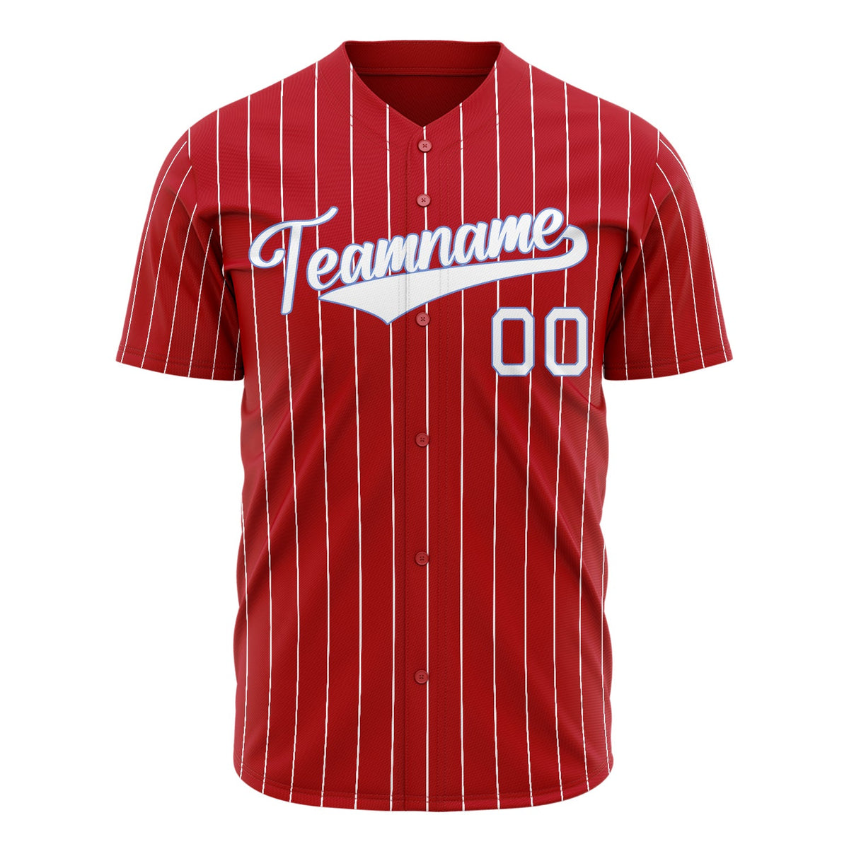 Custom Red Baseball Jersey (With White White Pinstripe)