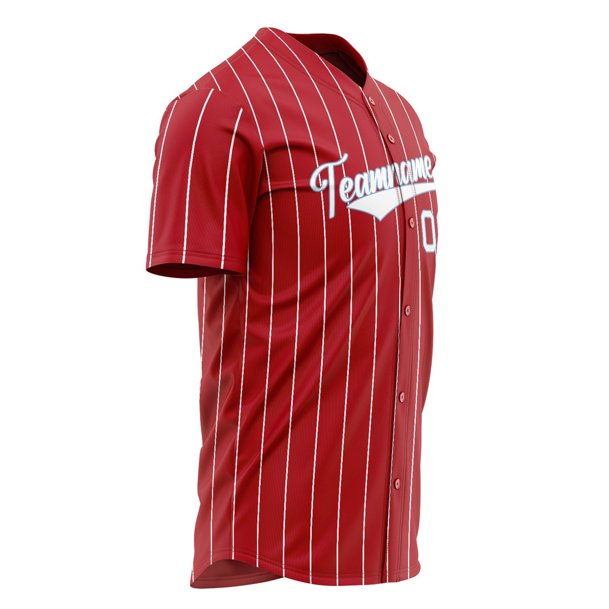 Custom Red Baseball Jersey (With White White Pinstripe)