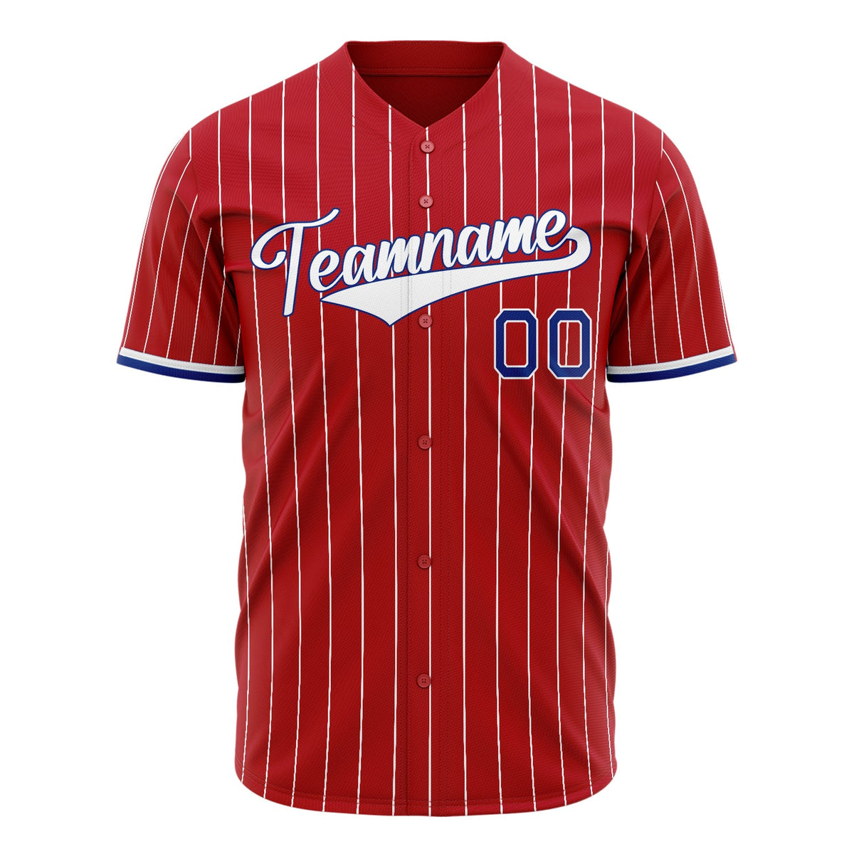 Custom Red Baseball Jersey (With White White Pinstripe)