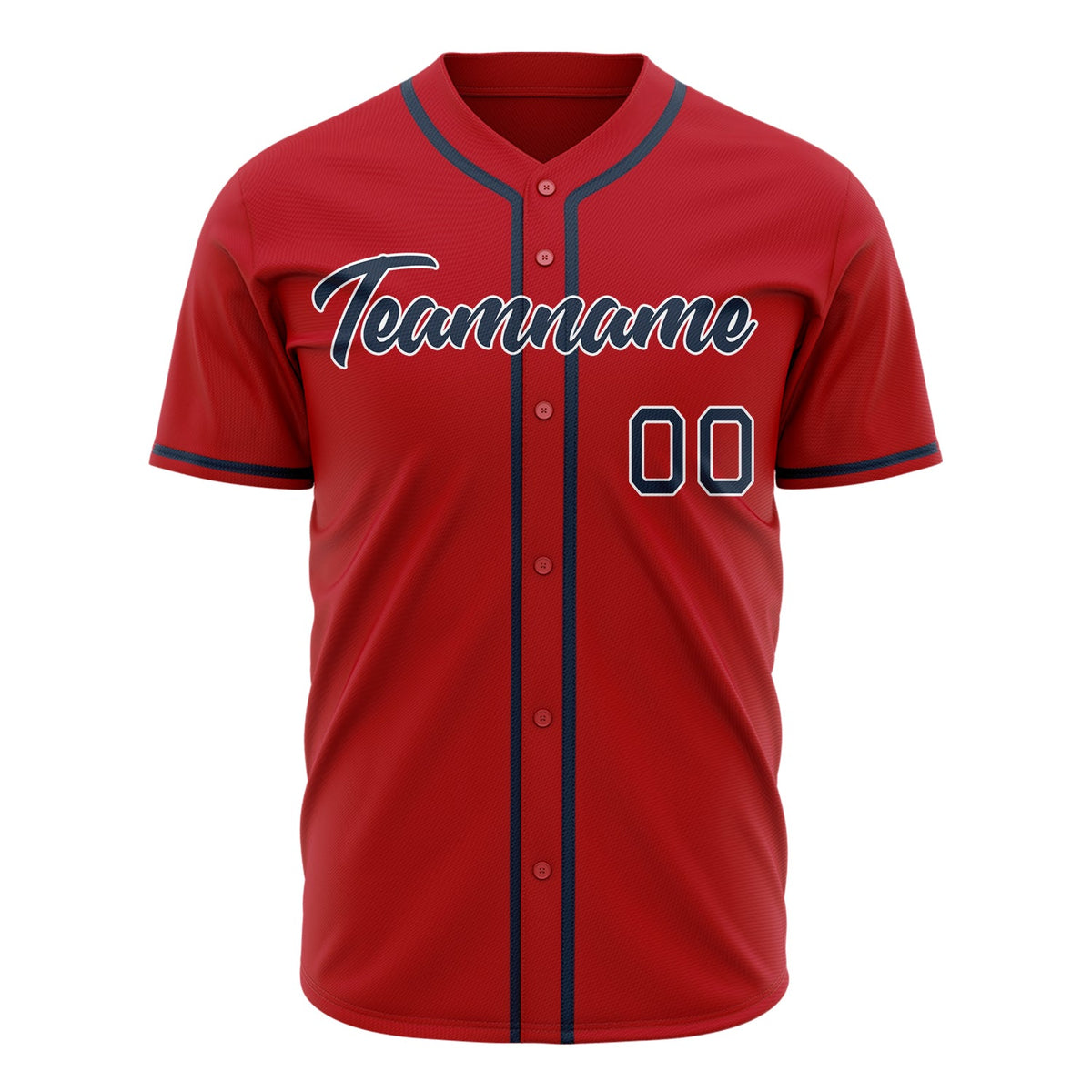 Custom Red Baseball Jersey (With Navy Color)