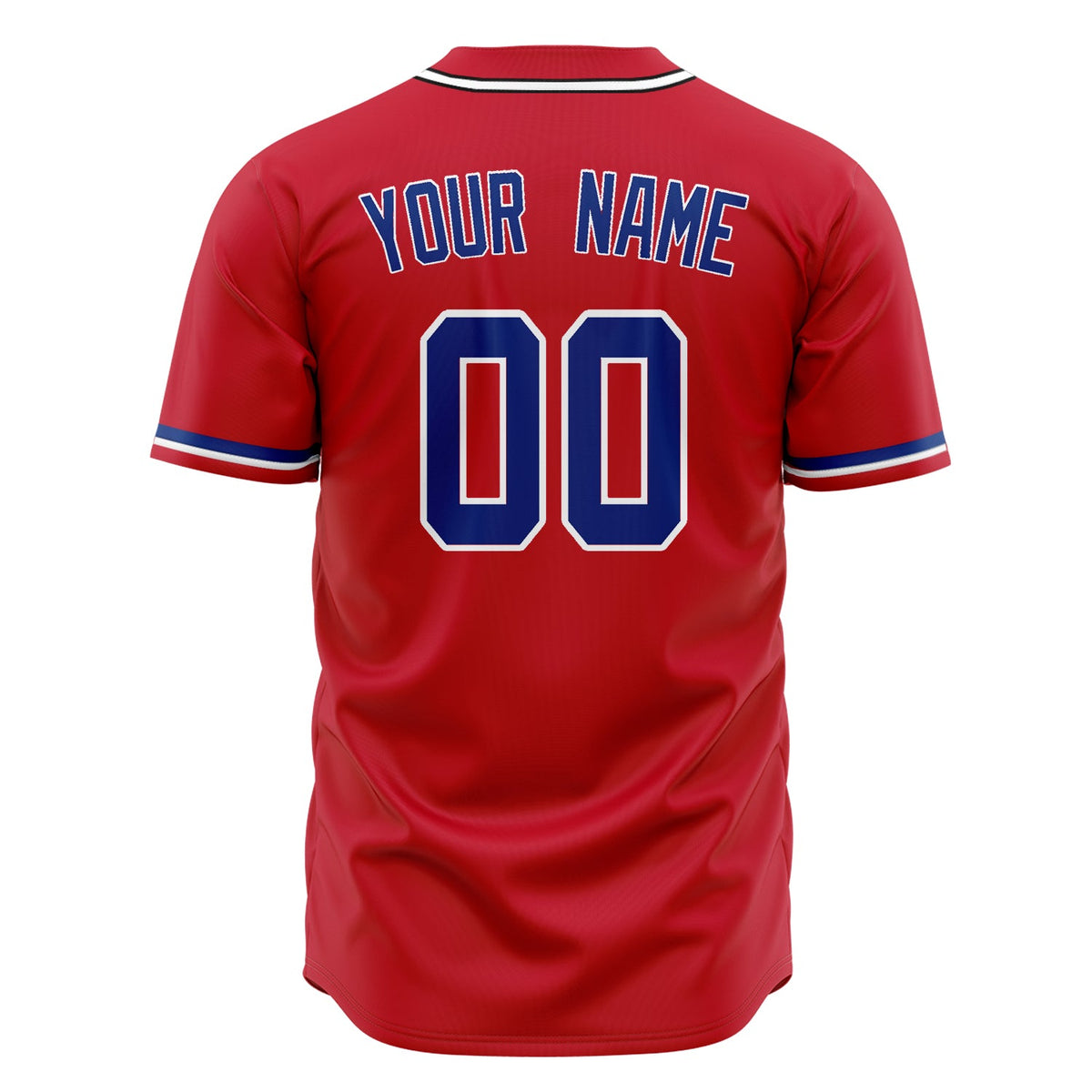 Custom Red Baseball Jersey (With Royal Color)