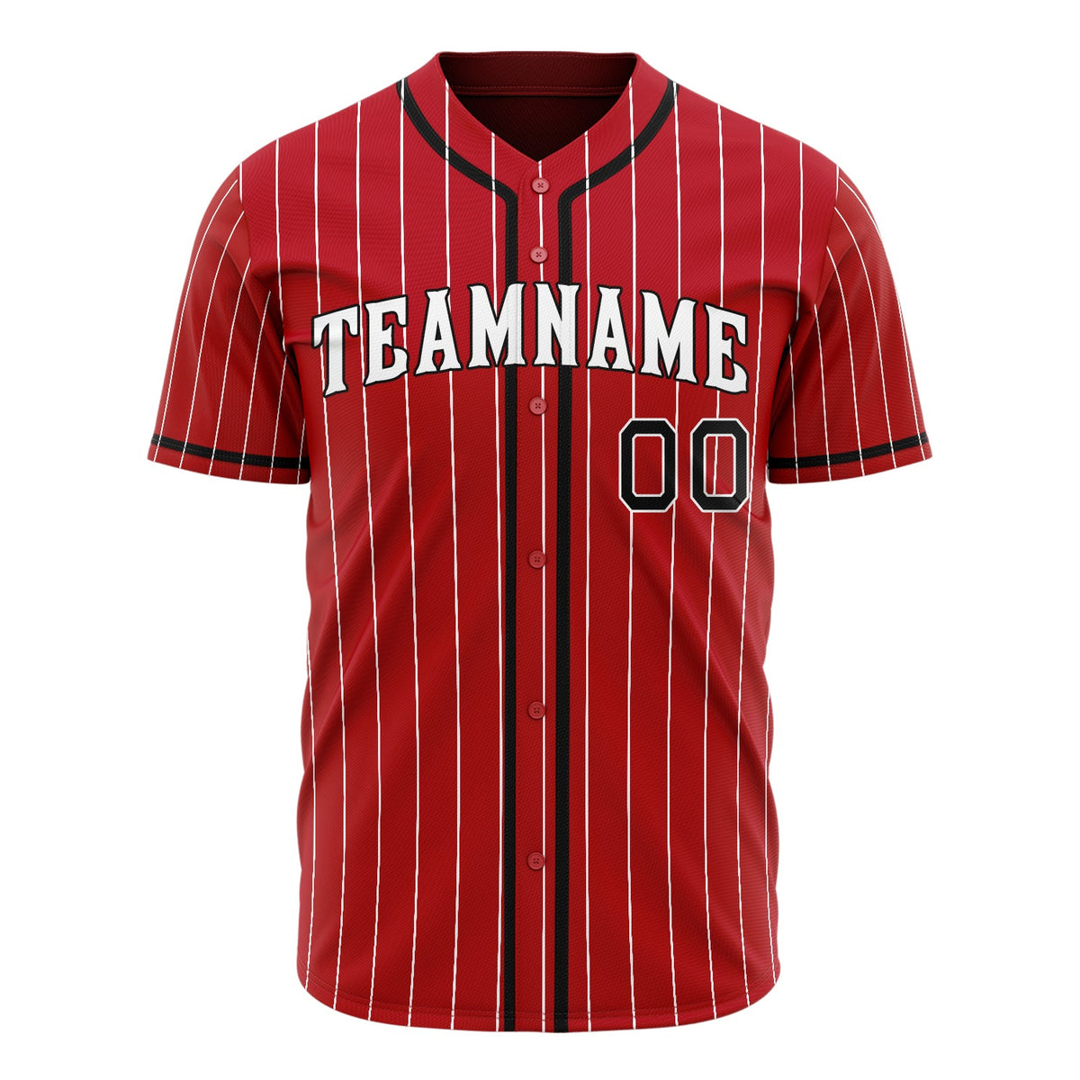 Custom Red Baseball Jersey (With Black White Pinstripe)