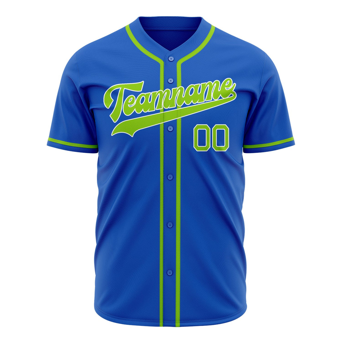 Custom Thunder Blue Baseball Jersey (With Neon Green Color)