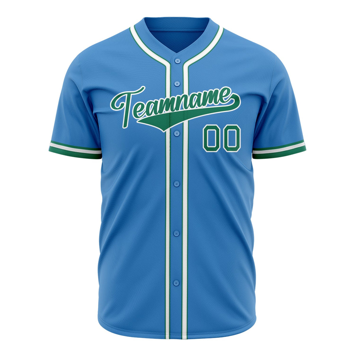 Custom Powder Blue Baseball Jersey (With Kelly Green Color)