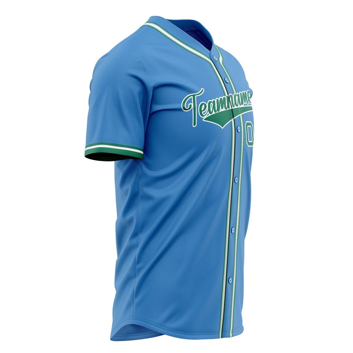 Custom Powder Blue Baseball Jersey (With Kelly Green Color)