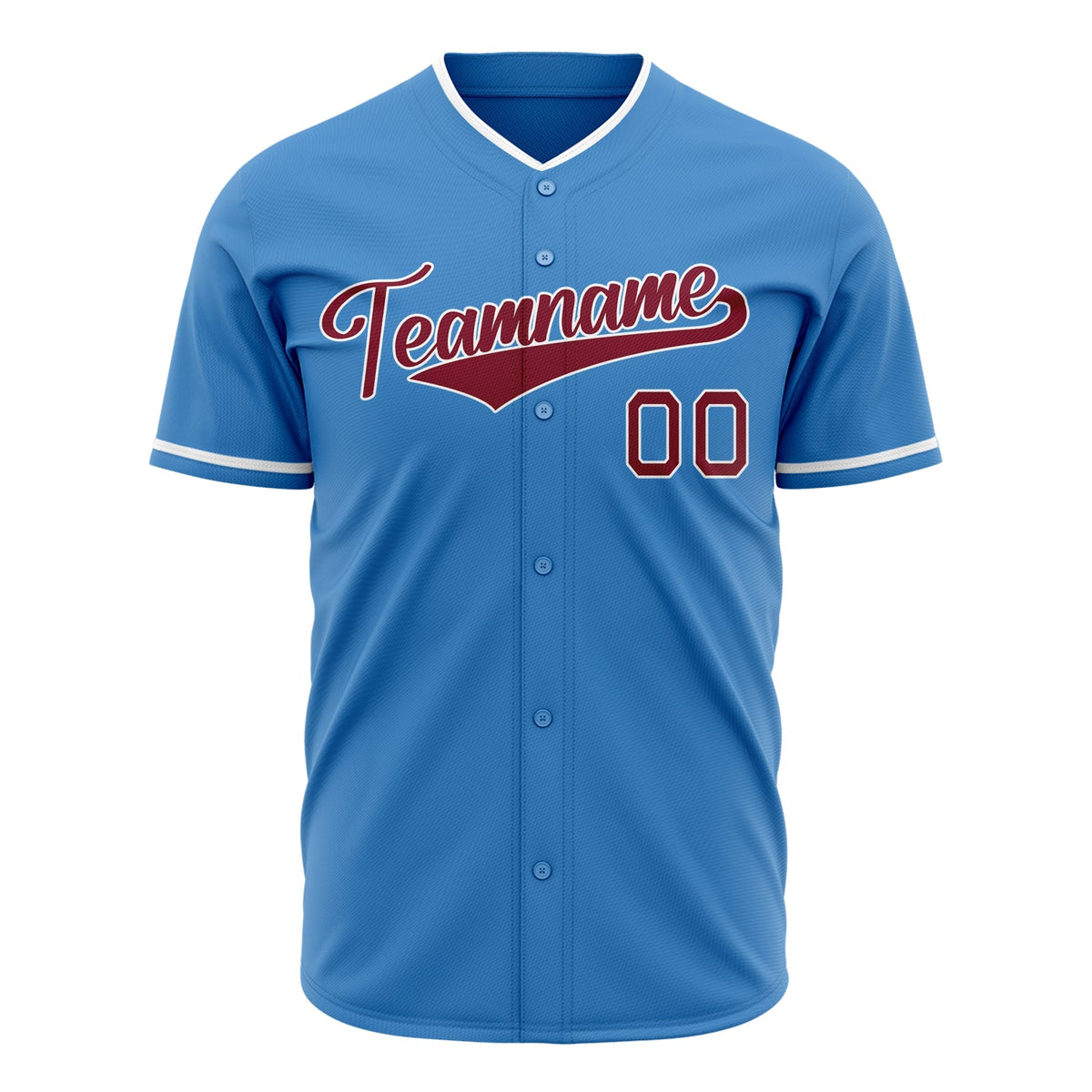 Custom Powder Blue Baseball Jersey (With Crimson Color)