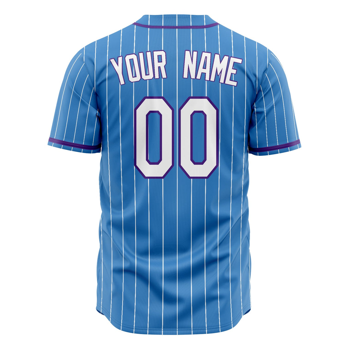 Custom Powder Blue Baseball Jersey (With Purple White Pinstripe)