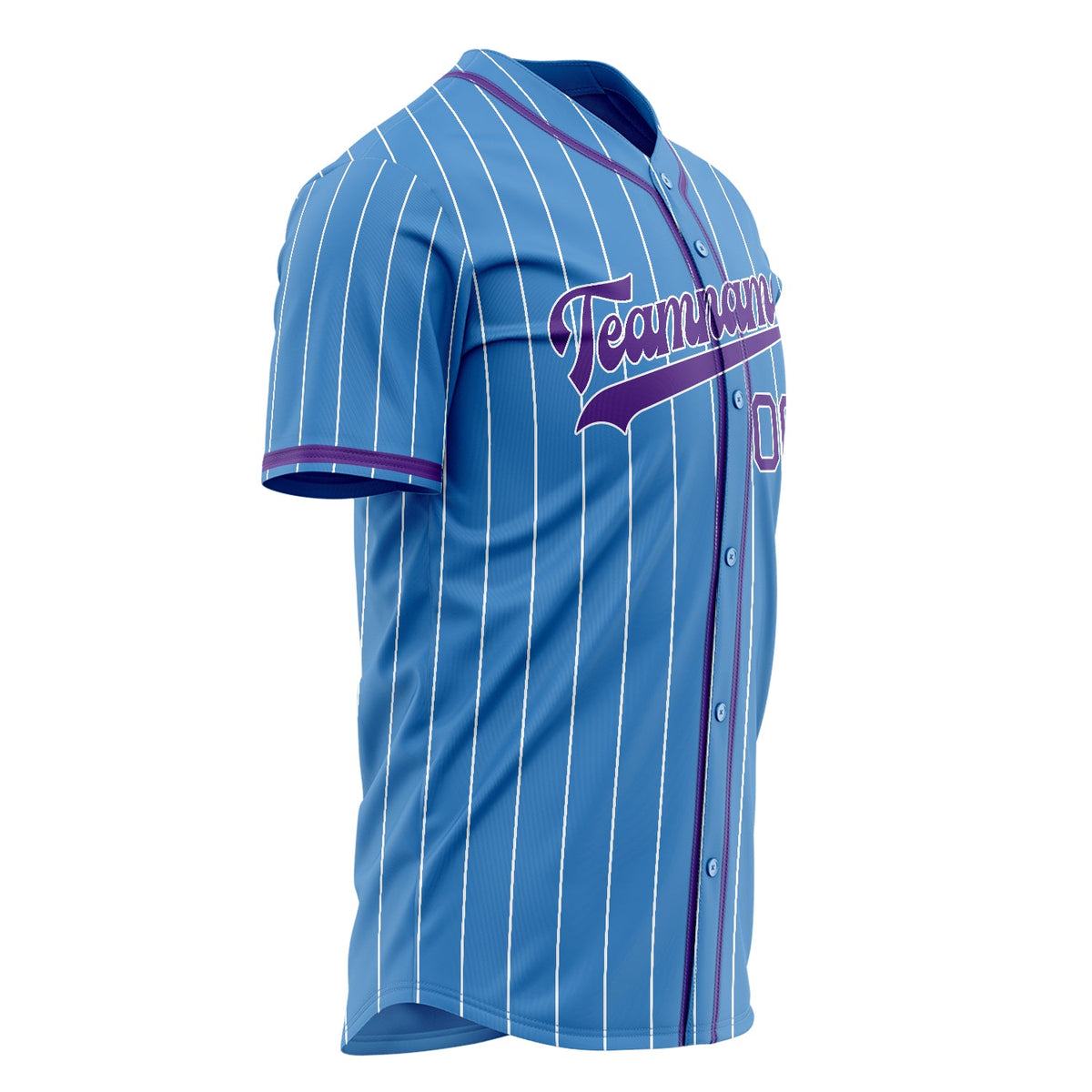 Custom Powder Blue Baseball Jersey (With Purple White Pinstripe)