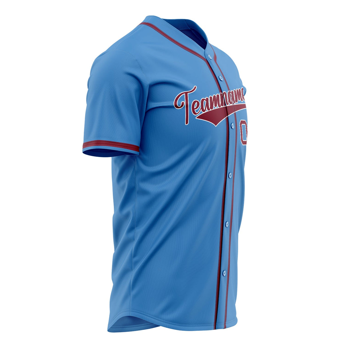 Custom Powder Blue Baseball Jersey (With Crimson Color)