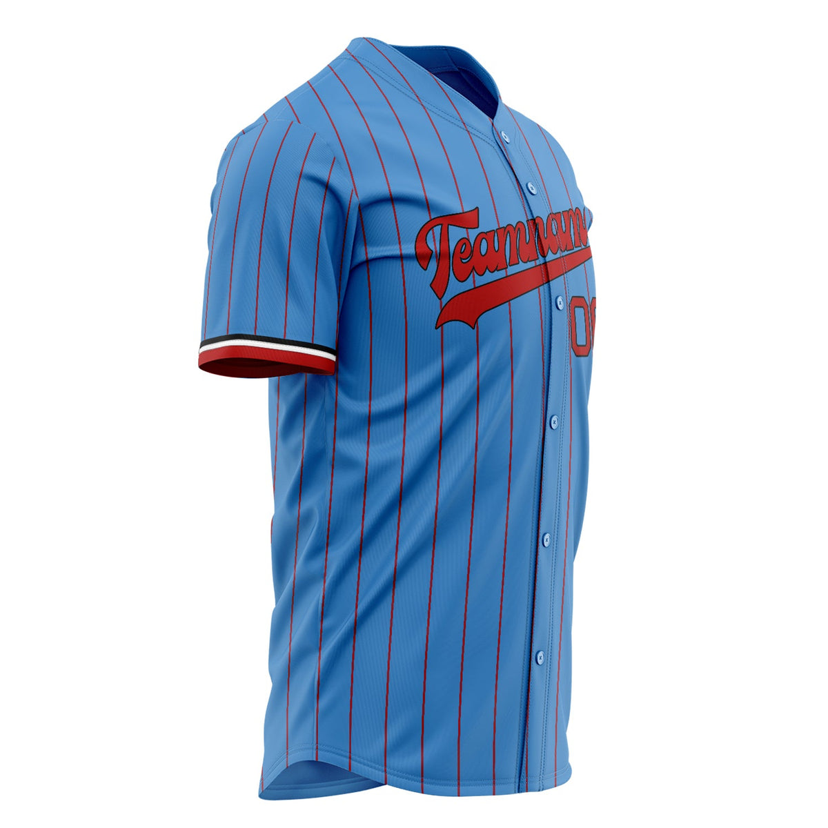 Custom Powder Blue Baseball Jersey (With Red Red Pinstripe)