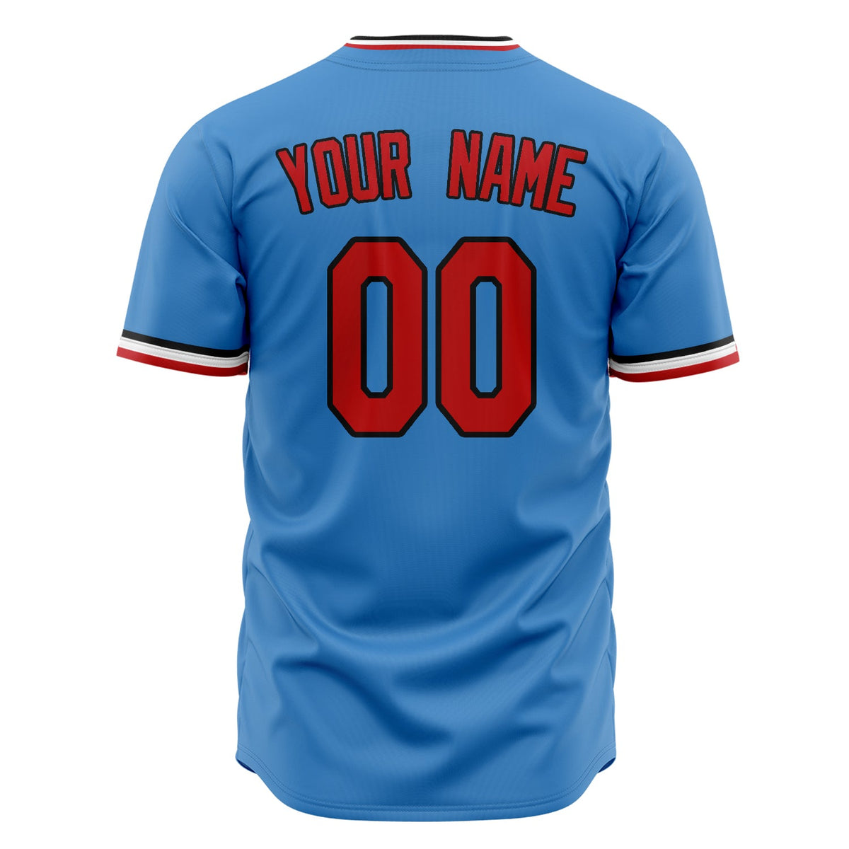 Custom Powder Blue Baseball Jersey (With Red Color)