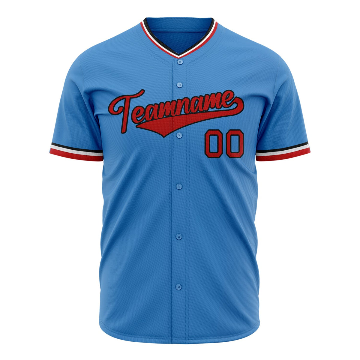 Custom Powder Blue Baseball Jersey (With Red Color)