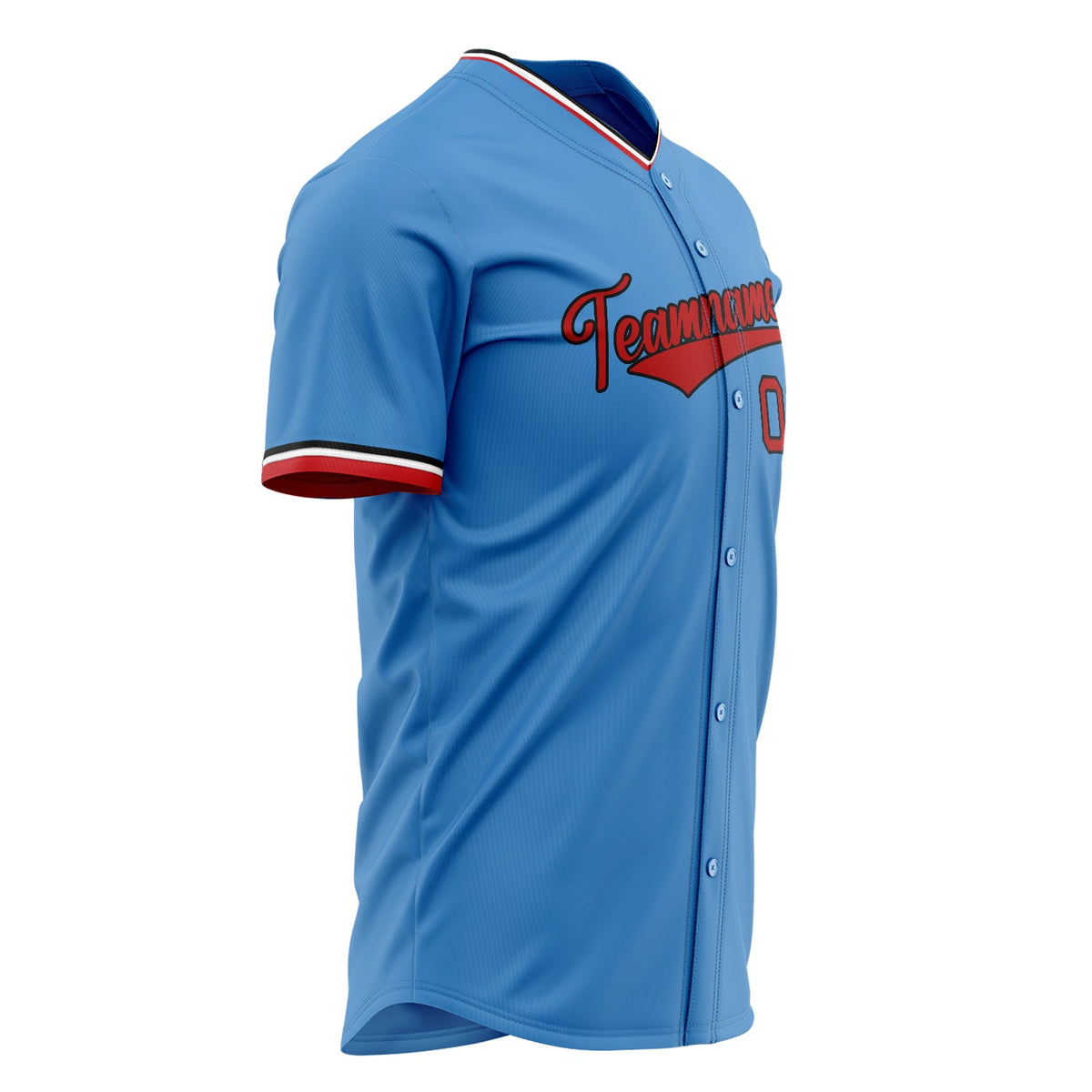 Custom Powder Blue Baseball Jersey (With Red Color)