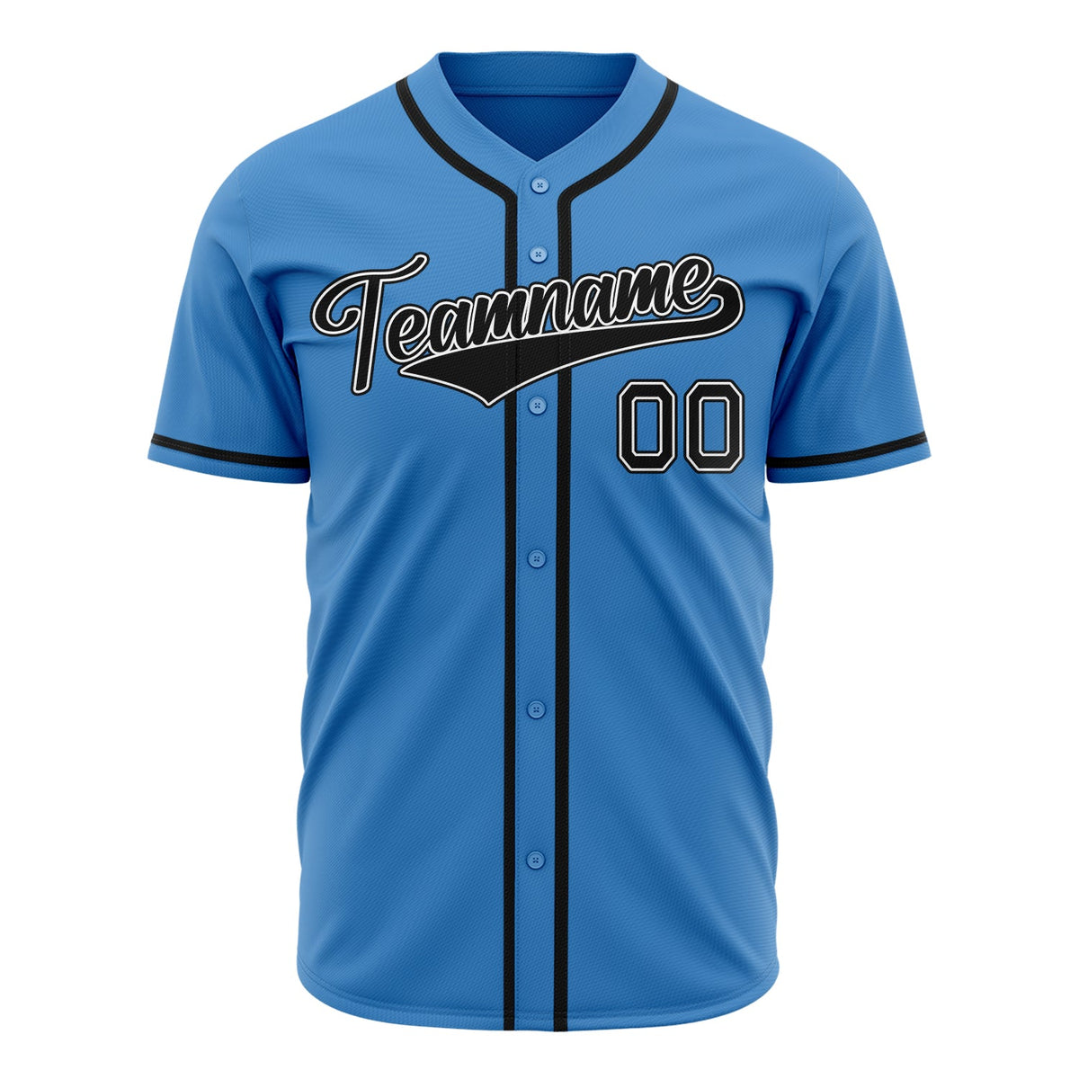 Custom Powder Blue Baseball Jersey (With Black Color)