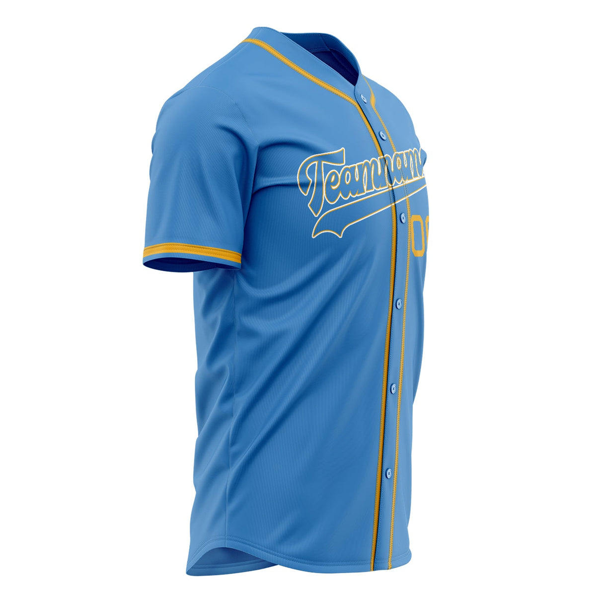 Custom Powder Blue Baseball Jersey (With Gold Color)