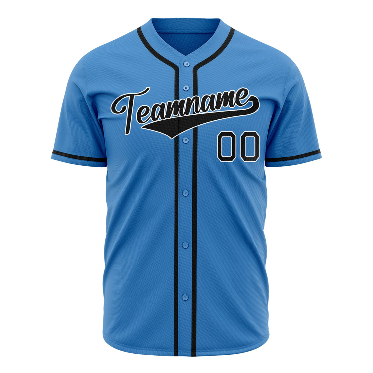 Custom Powder Blue Baseball Jersey (With Black Color)