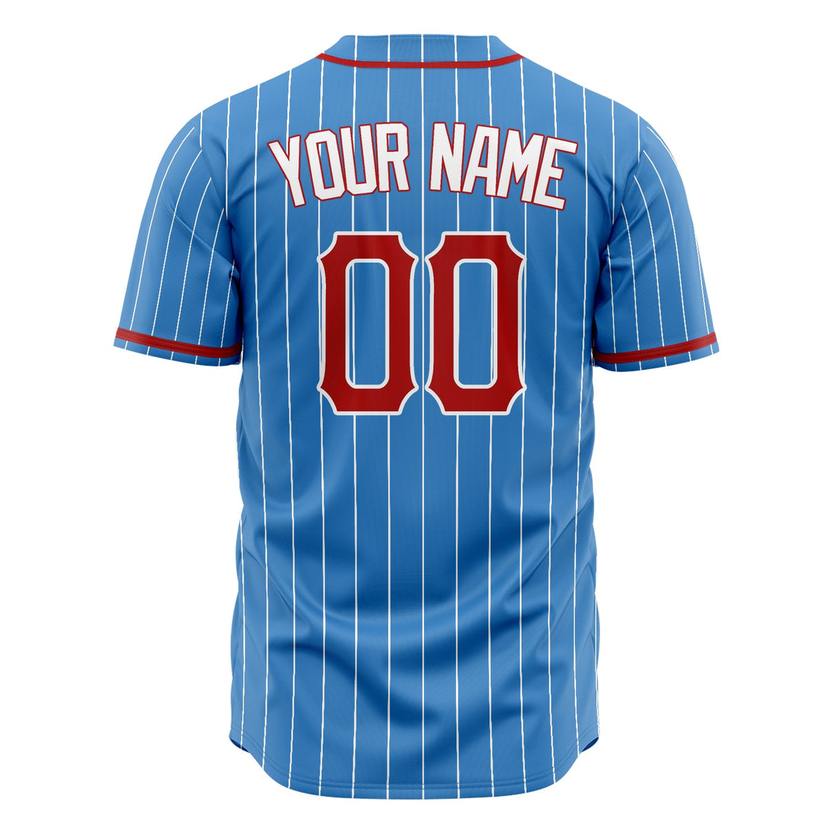 Custom Powder Blue Baseball Jersey (With Red Color)