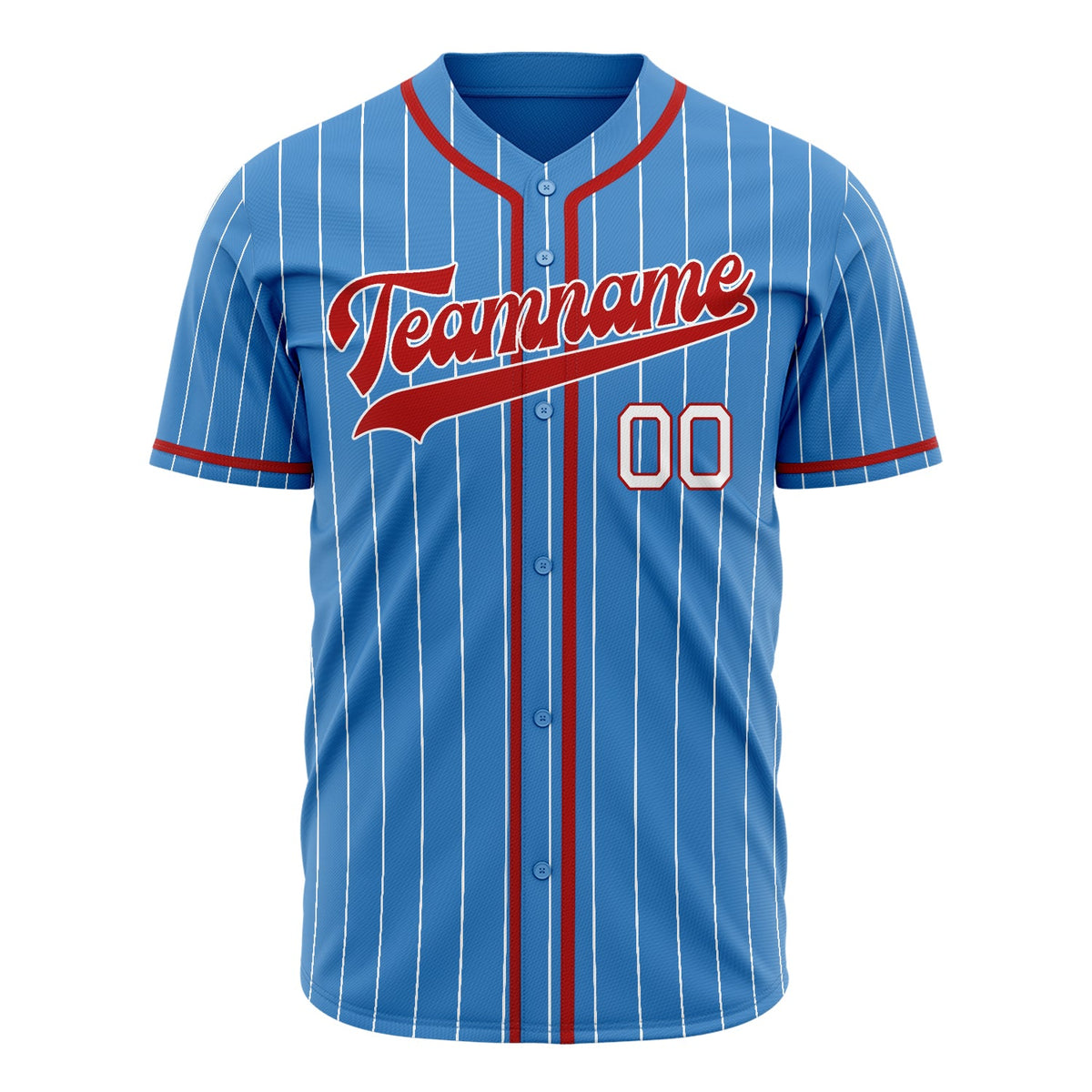 Custom Powder Blue Baseball Jersey (With Red Color)