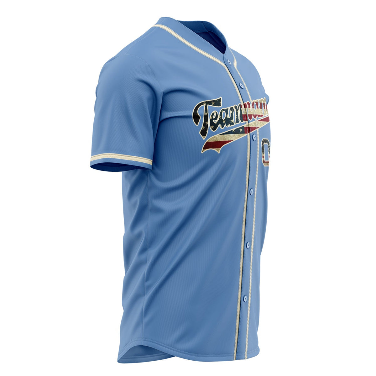 Custom Light Blue Baseball Jersey (With Cream Vintage USA Flag)