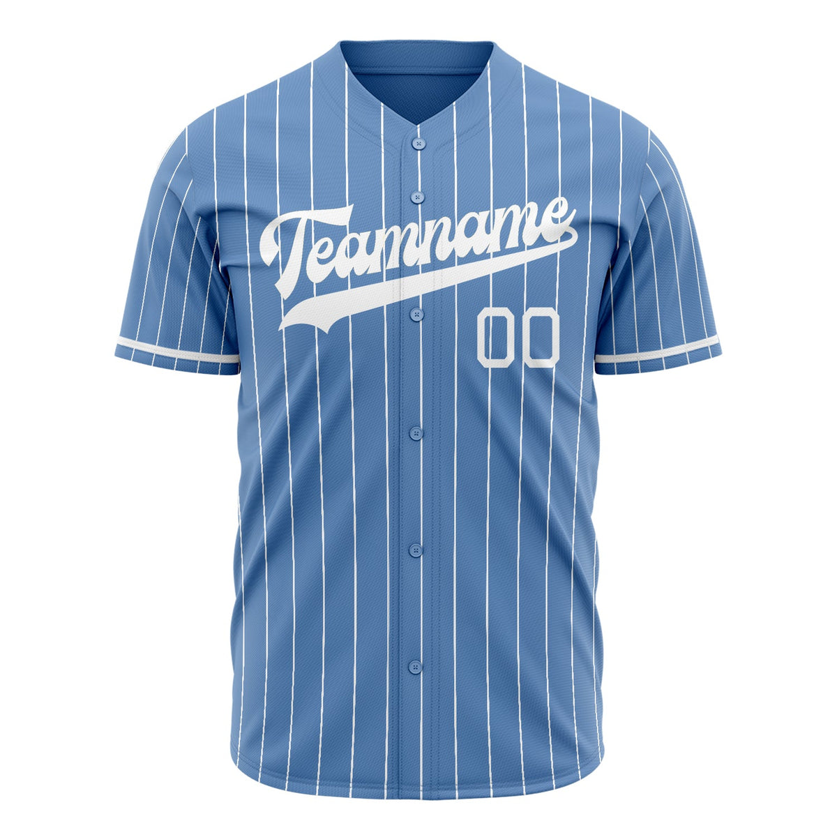 Custom Light Blue Baseball Jersey (With White White Pinstripe)