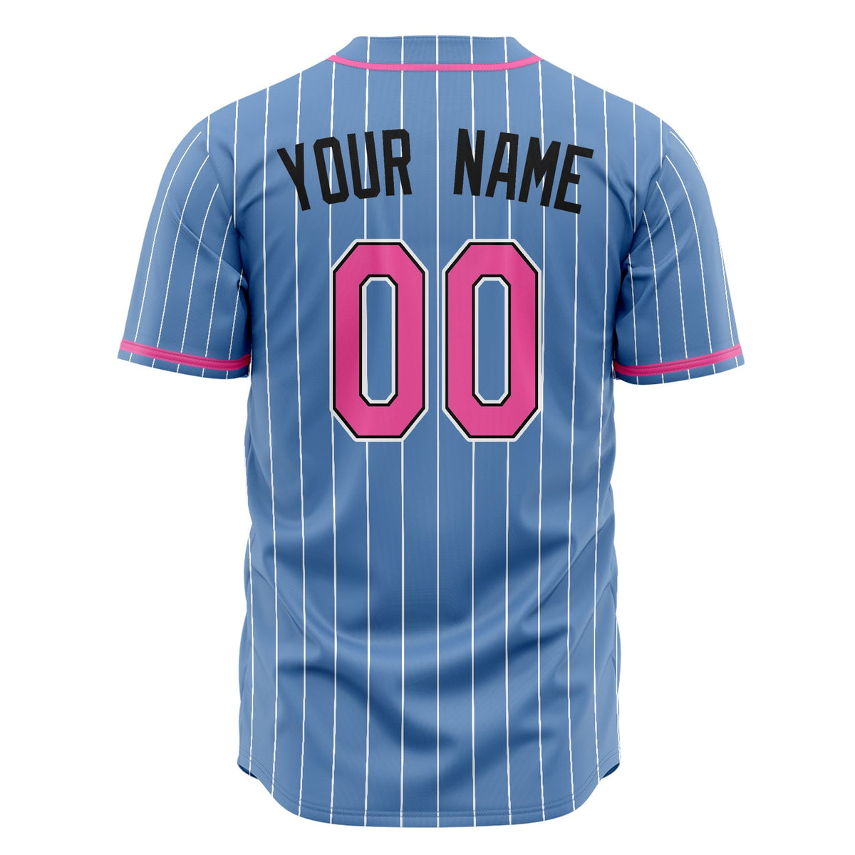 Custom Light Blue Baseball Jersey (With Pink White Pinstripe)